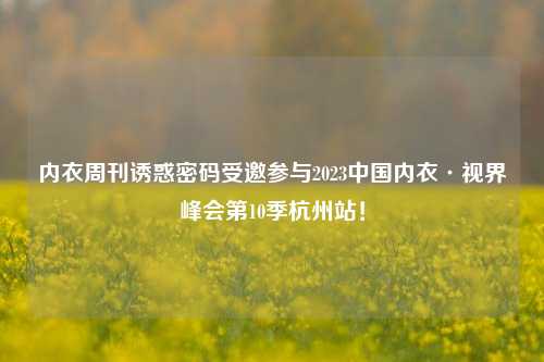 内衣周刊诱惑密码受邀参与2023中国内衣·视界峰会第10季杭州站！